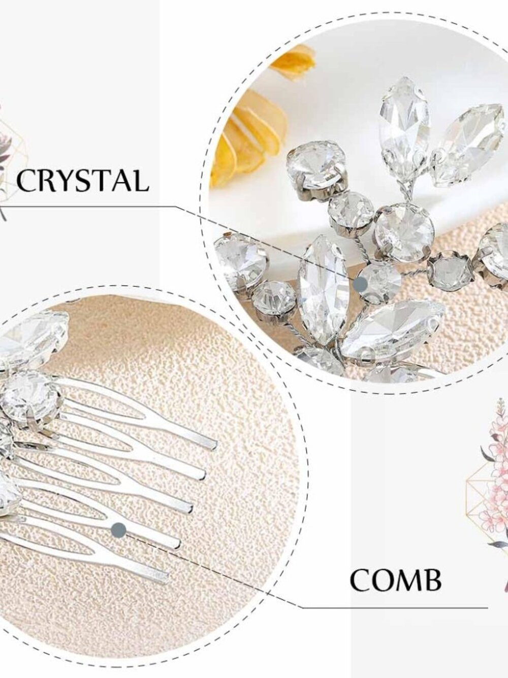 Bridal Hair Comb Wedding Hair Accessories Rhinestone Hair Clip - Picture 6 of 7